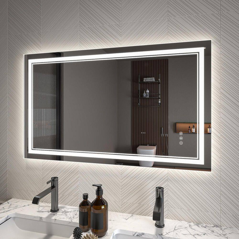 40 in. W x 24 in. H Silver Medium Rectangular Frameless LED Wall Bathroom Vanity Mirror, Dimmable, Anti-Fog price history on PriceWatchPro
