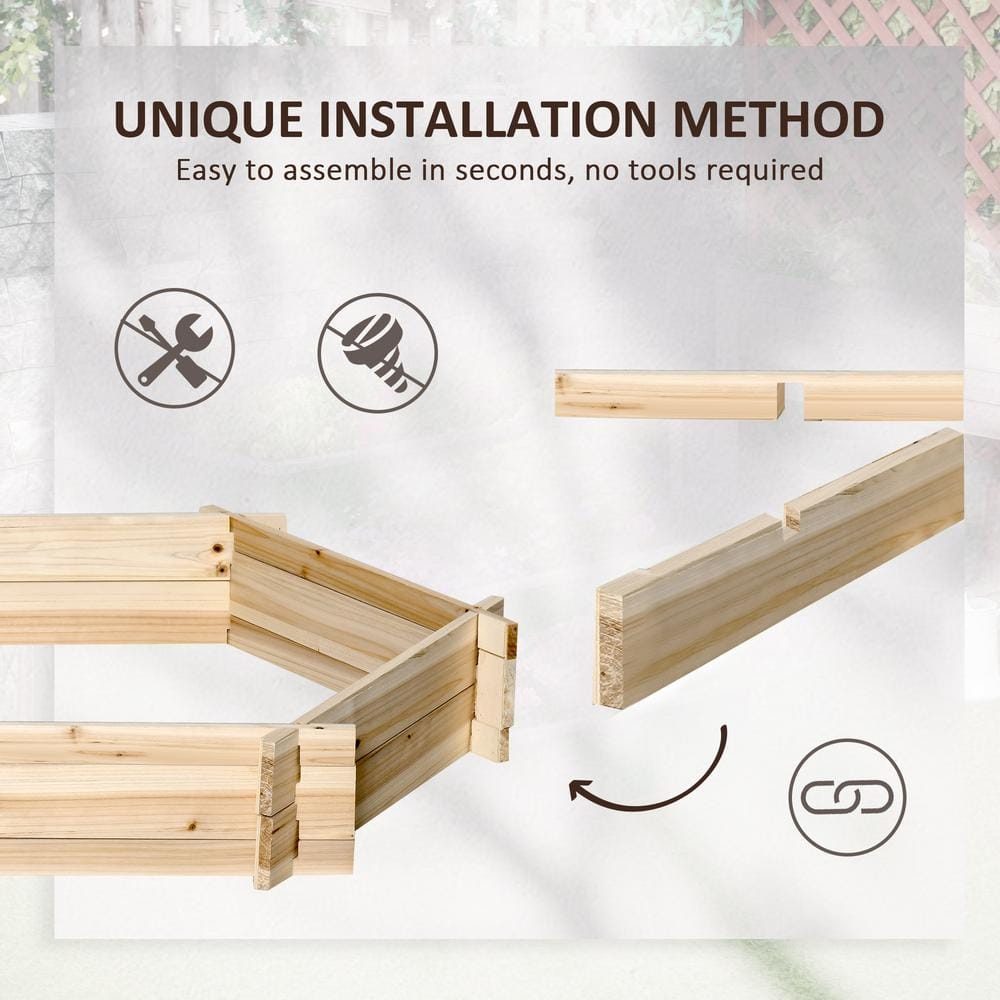 Natural Wood Hexagon Raised Garden Bed Planter for Outdoor Plants