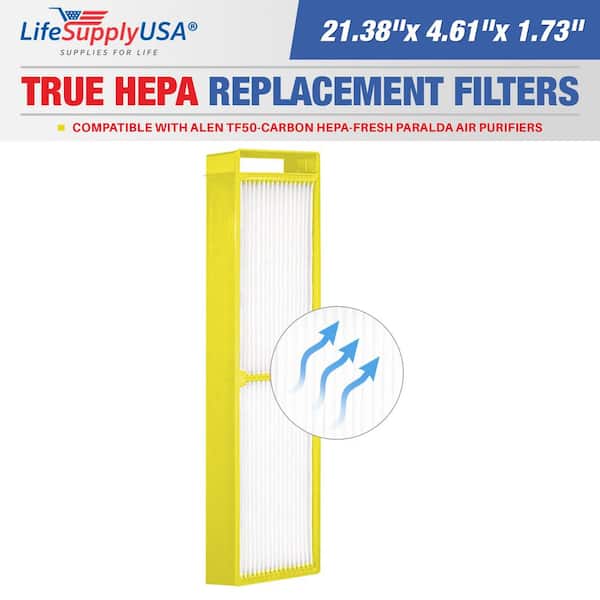 LifeSupplyUSA True HEPA Filter Replacement Compatible with Alen TF50-Carbon HEPA-Fresh Paralda Air Purifier