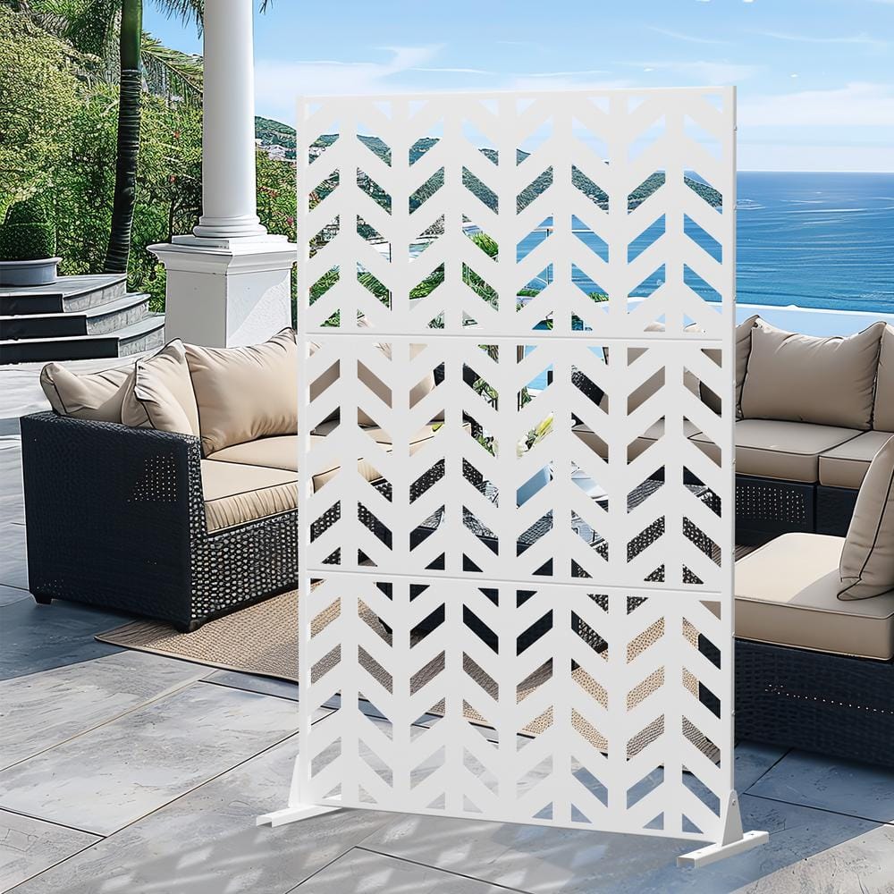 Reviews For Dovelina Keith 72 In. Galvanized Metal Outdoor Privacy ...