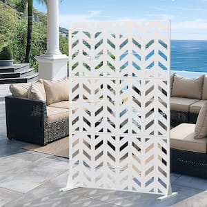 Keith 72 in. Galvanized Metal Outdoor Privacy Screens Outdoor Garden Fence in White