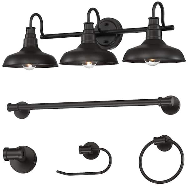 Uixe 31 in. 3Light Bronze Modern Industrial Bathroom Vanity Light with