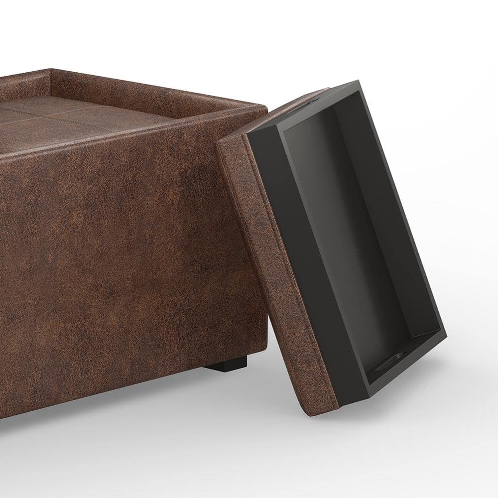 Avalon Chestnut Brown Multi-Functional Storage Ottoman Set