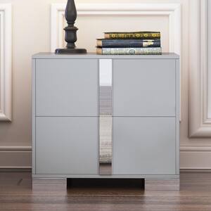 Gray 2-Drawers 23.3 in. W Elegant Nightstand with Stylish Handle