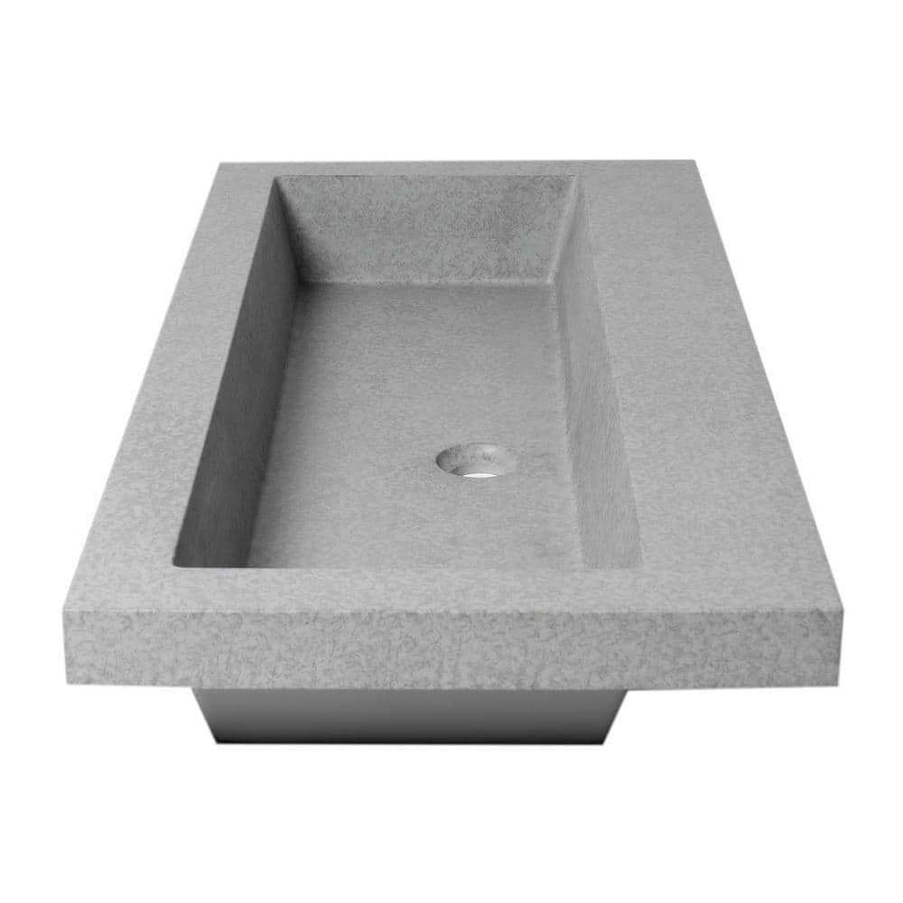 Gray Matte Concrete Rectangular Vessel Sink, 42-inch
