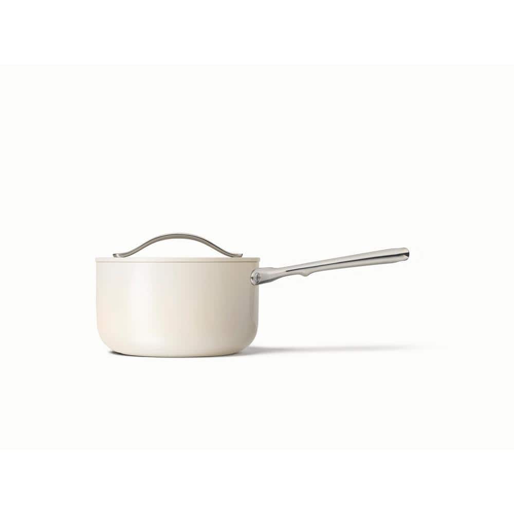 Cream 3-Quart Aluminum Non-Stick Sauce Pan with Lid