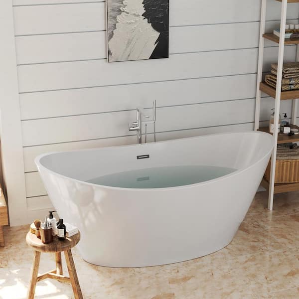 71 in. Acrylic Stand Alone Flatbottom Freestanding Bathtub Soaking SPA Tub Modern Style in White 71 in. Acrylic Stand Alone Flatbottom Freestanding Bathtub Soaking SPA Tub Modern Style in White