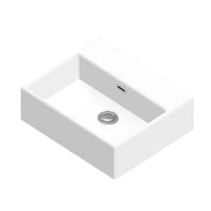 Quattro 40 Wall Mount/Vessel Bathroom Sink in Matte White without Faucet Hole