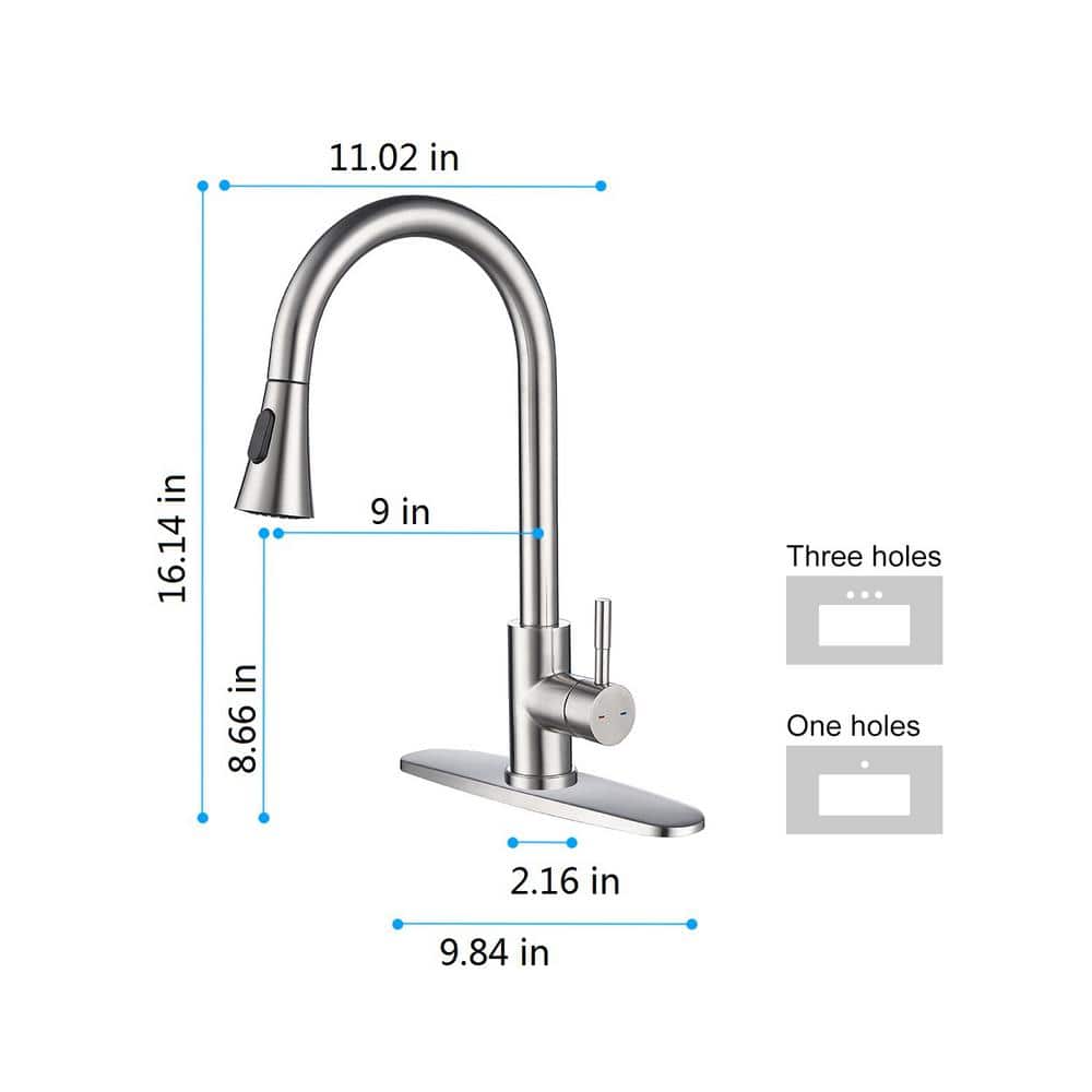 Stainless Steel Single Handle Pull-Out Spray Kitchen Faucet