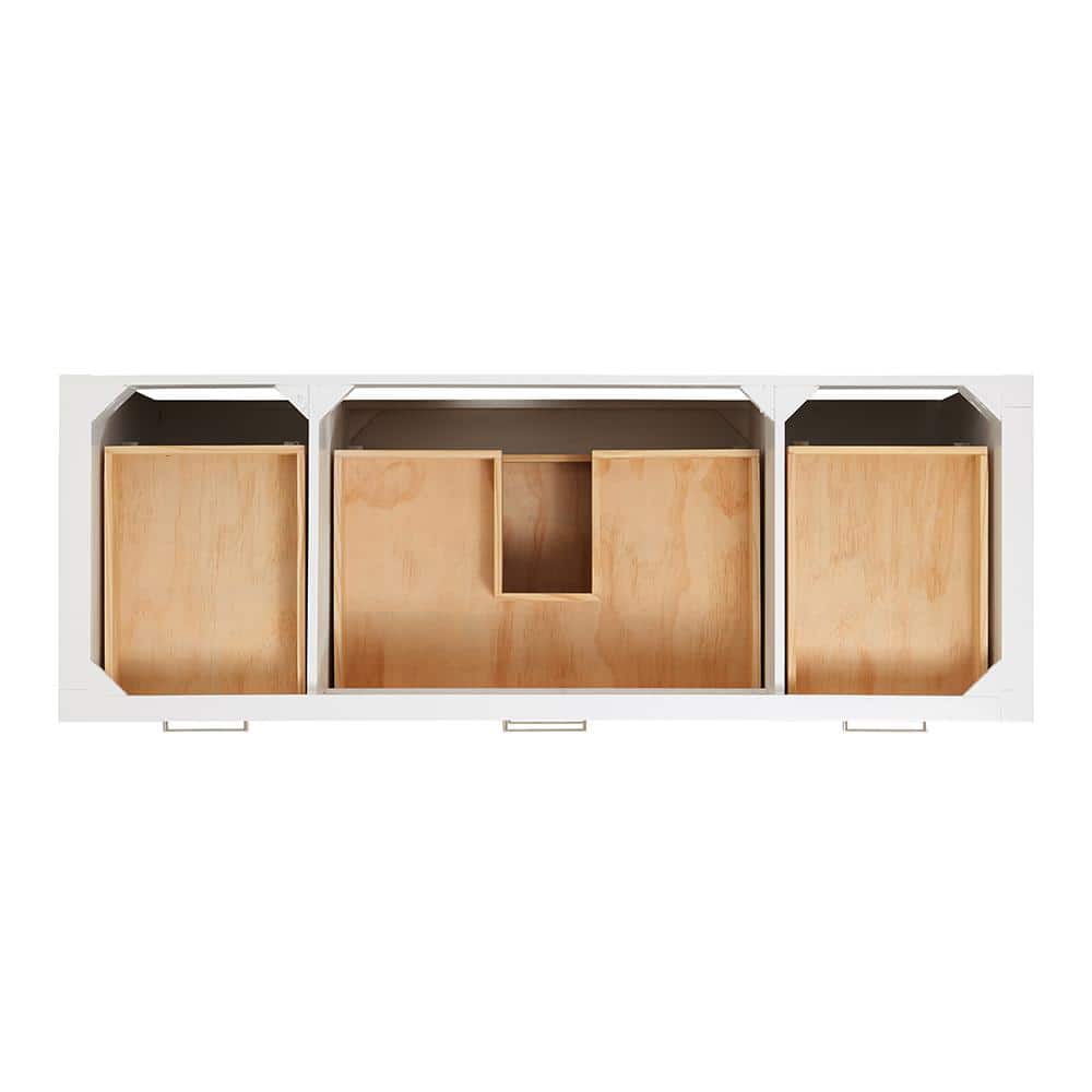 Bristol 61" White Solid Wood Freestanding Vanity with Quartz Top