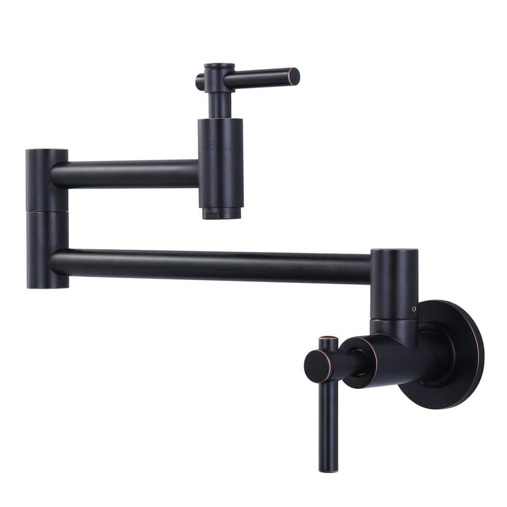 ARCORA Wall Mounted Pot Filler Faucet with Double Joint Swing Arm in ...