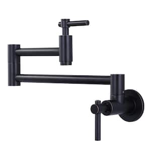 Wall Mounted Pot Filler Faucet with Double Joint Swing Arm in Oil Rubbed Bronze