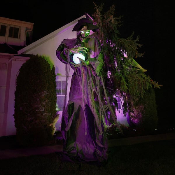 Haunted Hill Farm 9.8 ft. LED Towering Witch with Magic Ball