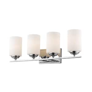 Bordeaux 24 in. 4-Light Chrome Vanity Light with Glass Shade