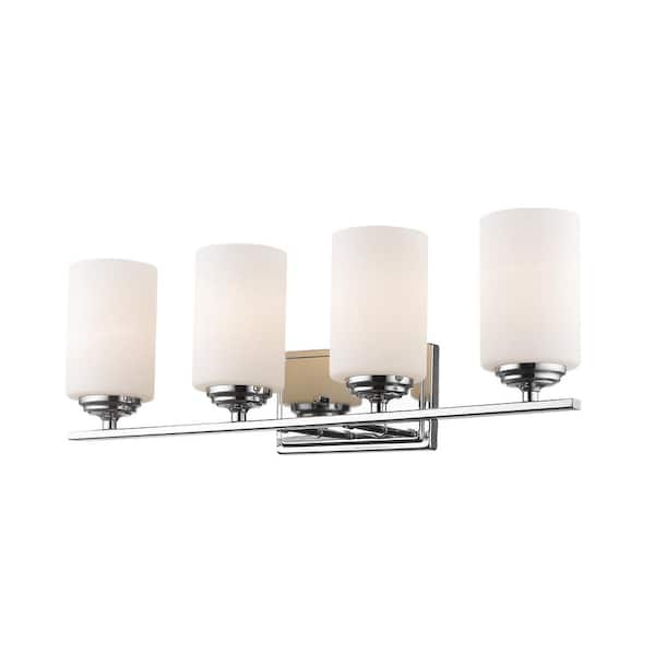 Unbranded Bordeaux 24 in. 4-Light Chrome Vanity Light with Glass Shade