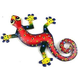 8 in. Red Confetti Metal Gecko