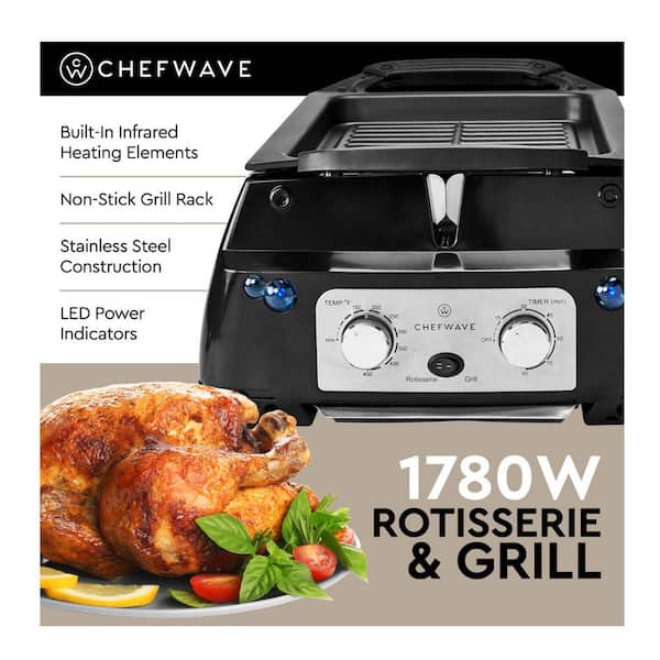 CHEFWAVE 117 sq. in. Silver Stainless steel Smokeless Tabletop
