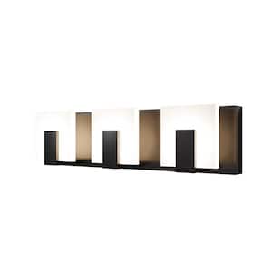 Merrin 19.7 in. 3 Lights Black LED Bathroom Vanity Light with Acrylic Square Fixture