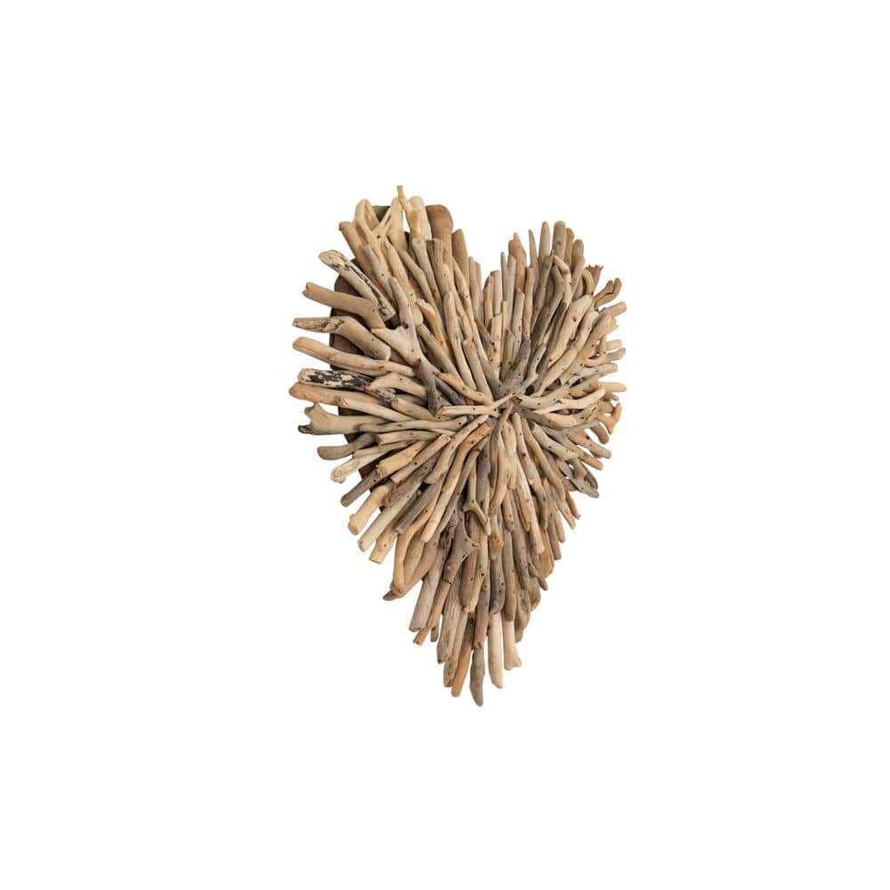 Heart Shaped Driftwood Wall Decor Sculpture, 15.5" x 15.5"