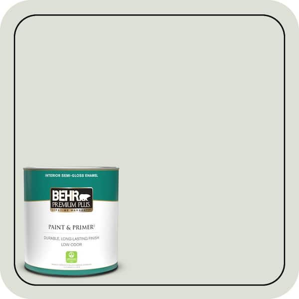 BEHR PREMIUM PLUS 1 qt. #N390-1 Light Mist Semi-Gloss Enamel Low Odor Interior Paint & Primer