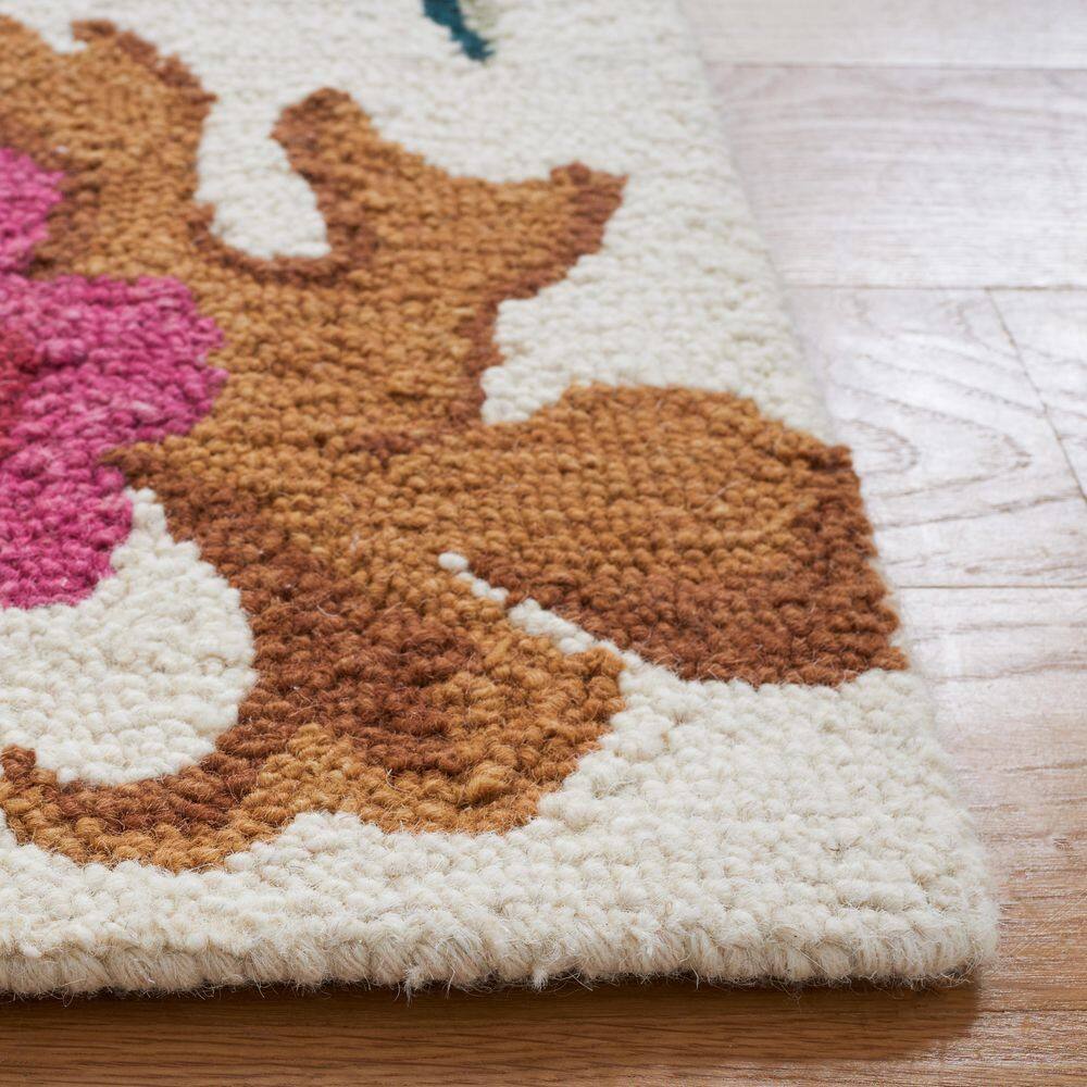 Ivory Floral Hand-Tufted Wool 8' x 10' Area Rug