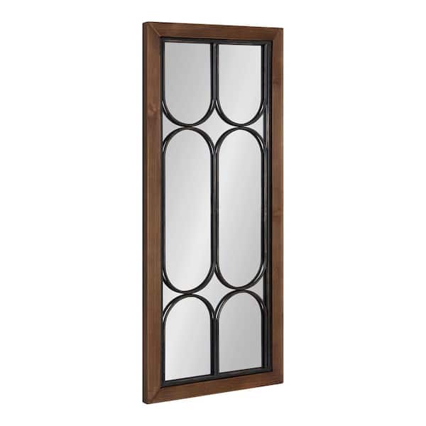 Kate and Laurel Spechett 13.00 in. W x 30.00 in. H Walnut Brown Rectangle Farmhouse Framed Decorative Wall Mirror