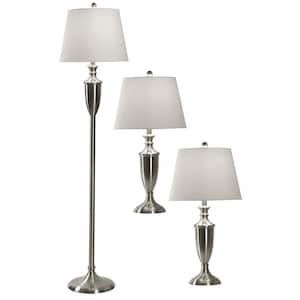 60 in. Brushed Steel Lamp Set (3-Piece)