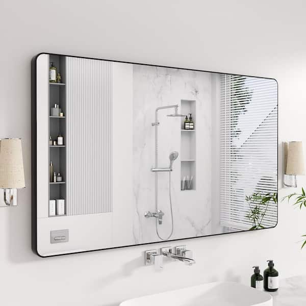 60 in. W x 36 in. H Rectangular Modern Aluminum Micro-arc Framed bathroom Vanity Mirror