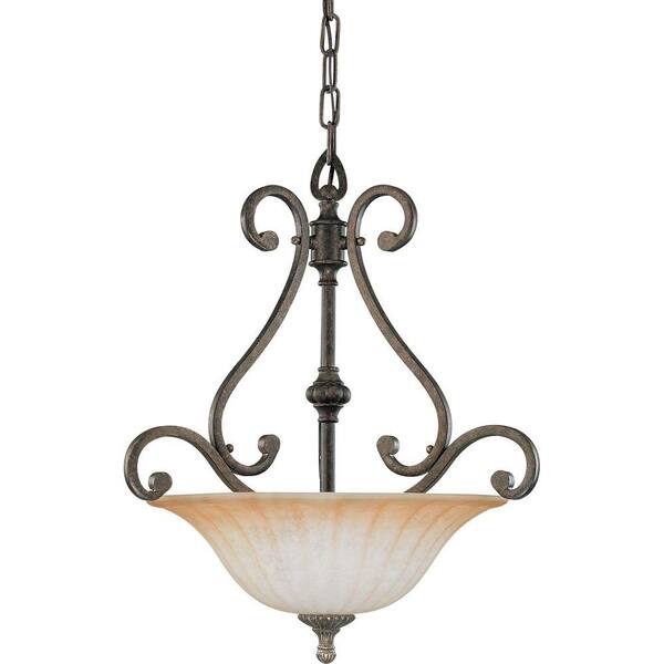 Glomar Fortunata - 3-Light Pendant with Corvo Amber Wash Glass Lisbon Bronze-DISCONTINUED