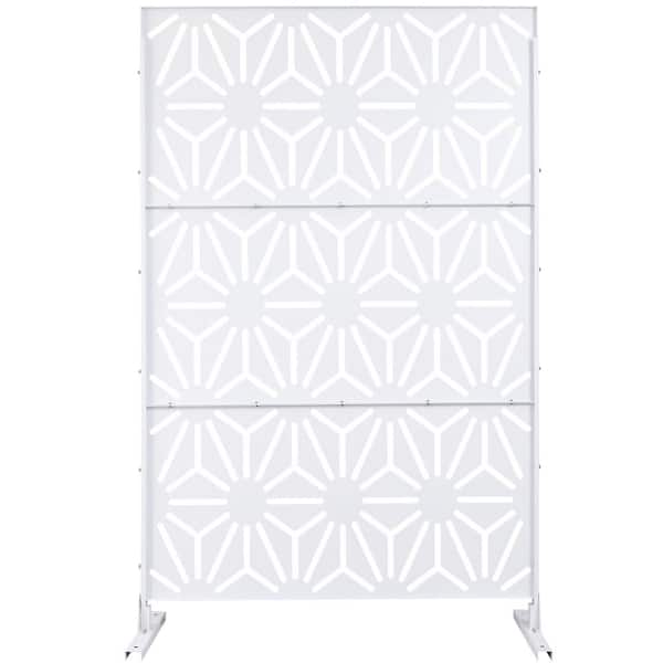 6.5 ft. x 4 ft. Privacy Fence Screen White Steel for Garden Fence