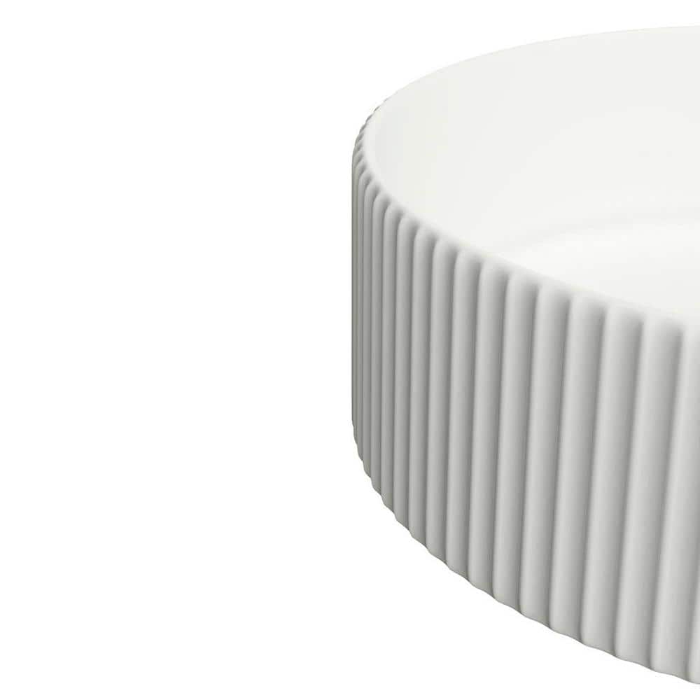 Glossy White Ceramic Round Vessel Bathroom Sink