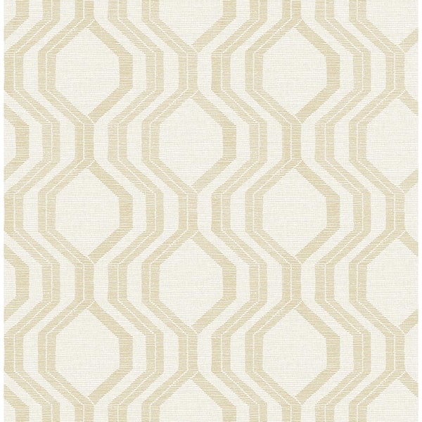 A-Street Prints Burton Gold Yellow Modern Ogee Wallpaper Sample
