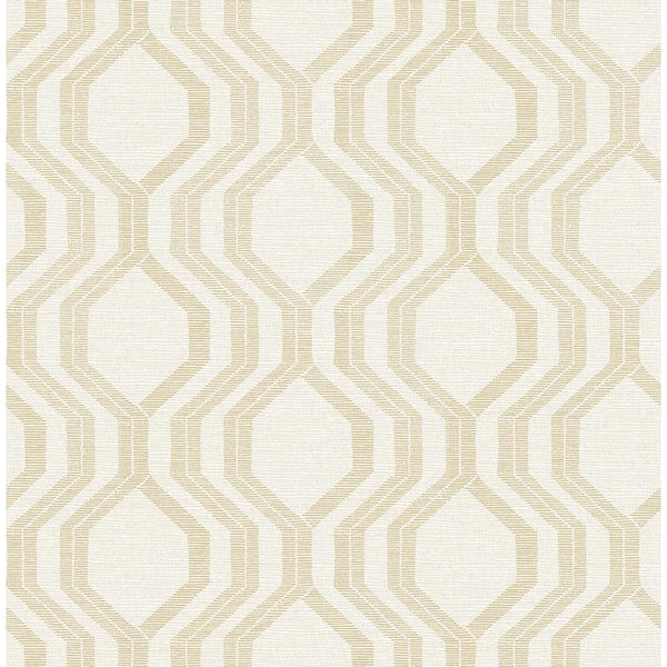 A-Street Prints Burton Gold Yellow Modern Ogee Wallpaper Sample