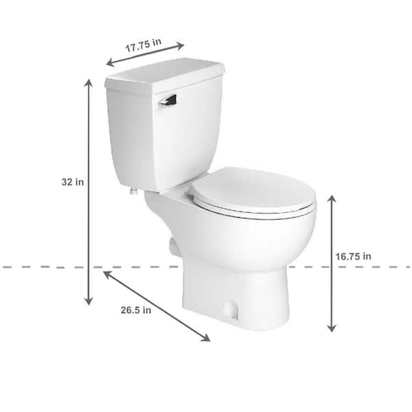 SaniAccess3 2-Piece 1.280 GPF Single Flush Round Toilet with .5 HP Macerating Pump in White SaniAccess3 2-Piece 1.280 GPF Single Flush Round Toilet with .5 HP Macerating Pump in White