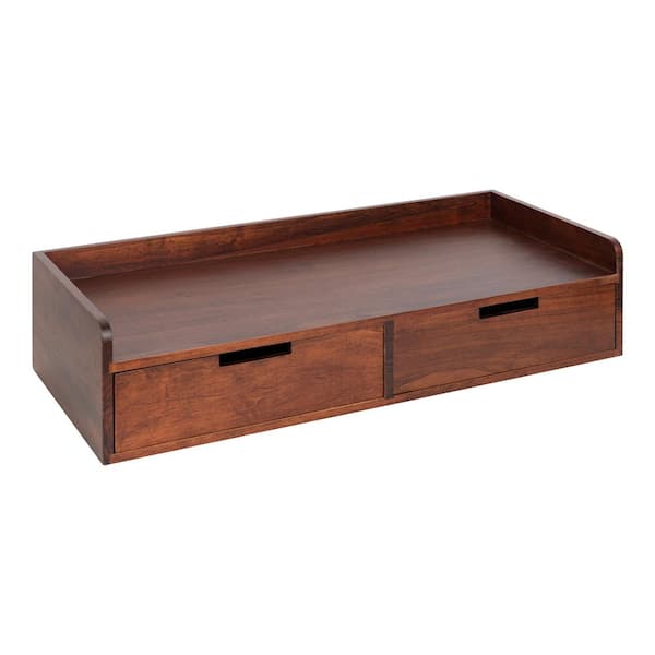 Kate and Laurel Kitt 28.00 in. Walnut Brown Rectangle Wood Floating Console Table