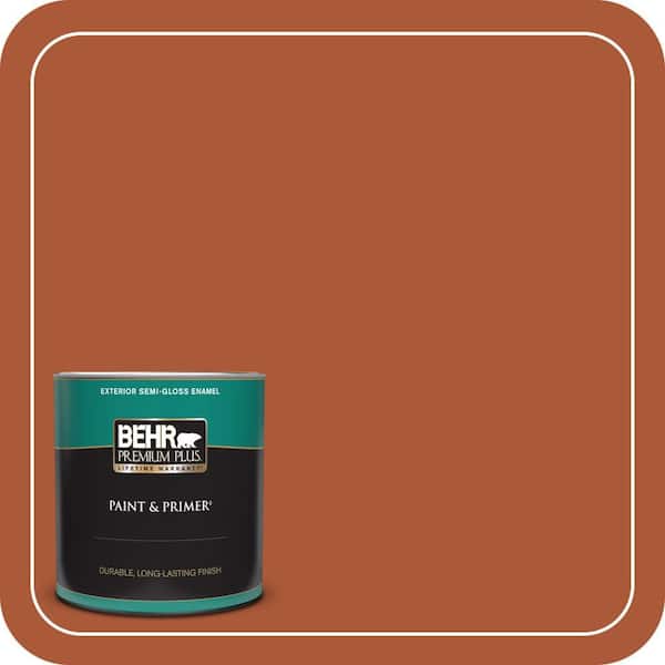 BEHR PREMIUM PLUS 1 qt. #S-H-220 Summer Heat Semi-Gloss Enamel Exterior Paint & Primer