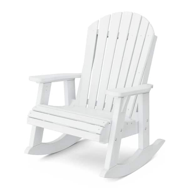 WILDRIDGE Heritage White Plastic Adirondack Outdoor Rocking Chair LCC