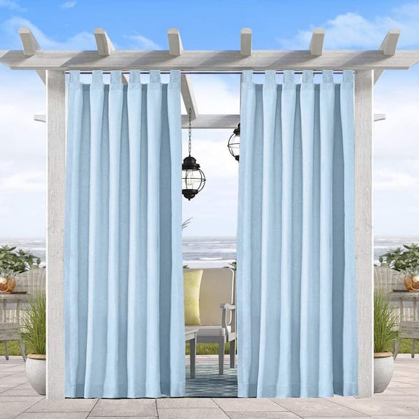 Pro Space 50 in x 96 in Patio Outdoor Curtain UV Privacy Drape Waterproof Window Treatment Solid Tab Top Panel , Blue