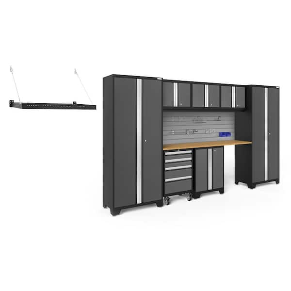 NewAge Products Bold Series 132 in. W x 76.75 in. H x 18 in. D 24-Gauge Steel Garage Cabinet Set in Gray (8-Piece)