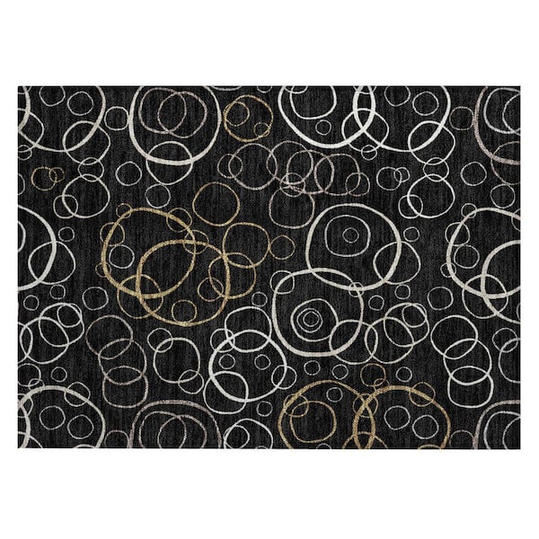 Chantille Machine Washable Indoor/Outdoor Abstract ACN2408 Black 2 ft. x 3 ft. Accent Rug