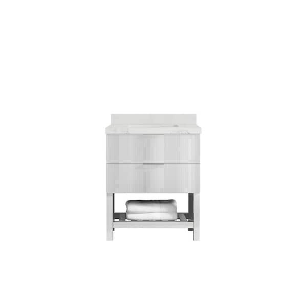 Willow Collections Catalina 30 in. W x 22 in. D x 36 in. H Bath Vanity in White with 2 in. Calacatta Nuvo Qt. Top