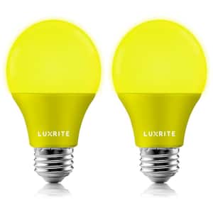 60-Watt Equivalent A19 Bug LED Light Bulb Yellow Light Bulb (2-Pack)