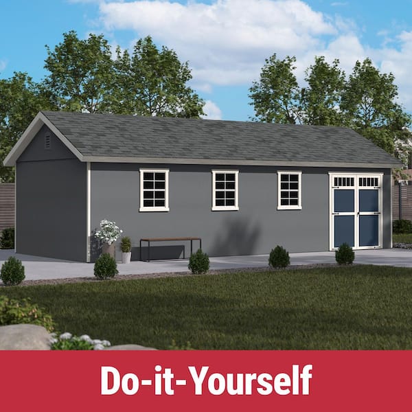 DIY Beachwood 28 ft. x 12 ft Wooden Outdoor Storage Garden Shed with Floor Windows, and Double Door (336 sq. ft. )