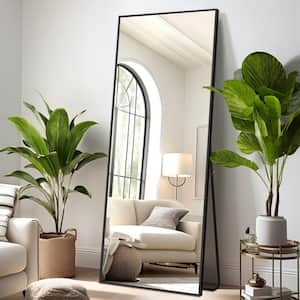 20 in. W x 59 in. H Metal Framed Full Length Mirror Wall Mounted Free Standing or Leaning Against the Wall in Black