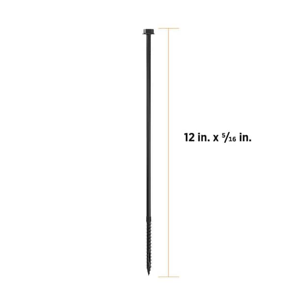 5/16 in. x 12 in. Hex Head Multi-Purpose Hex Drive Structural Wood Screw - PROTECH Ultra 4 Exterior Coated (10-Pack)
