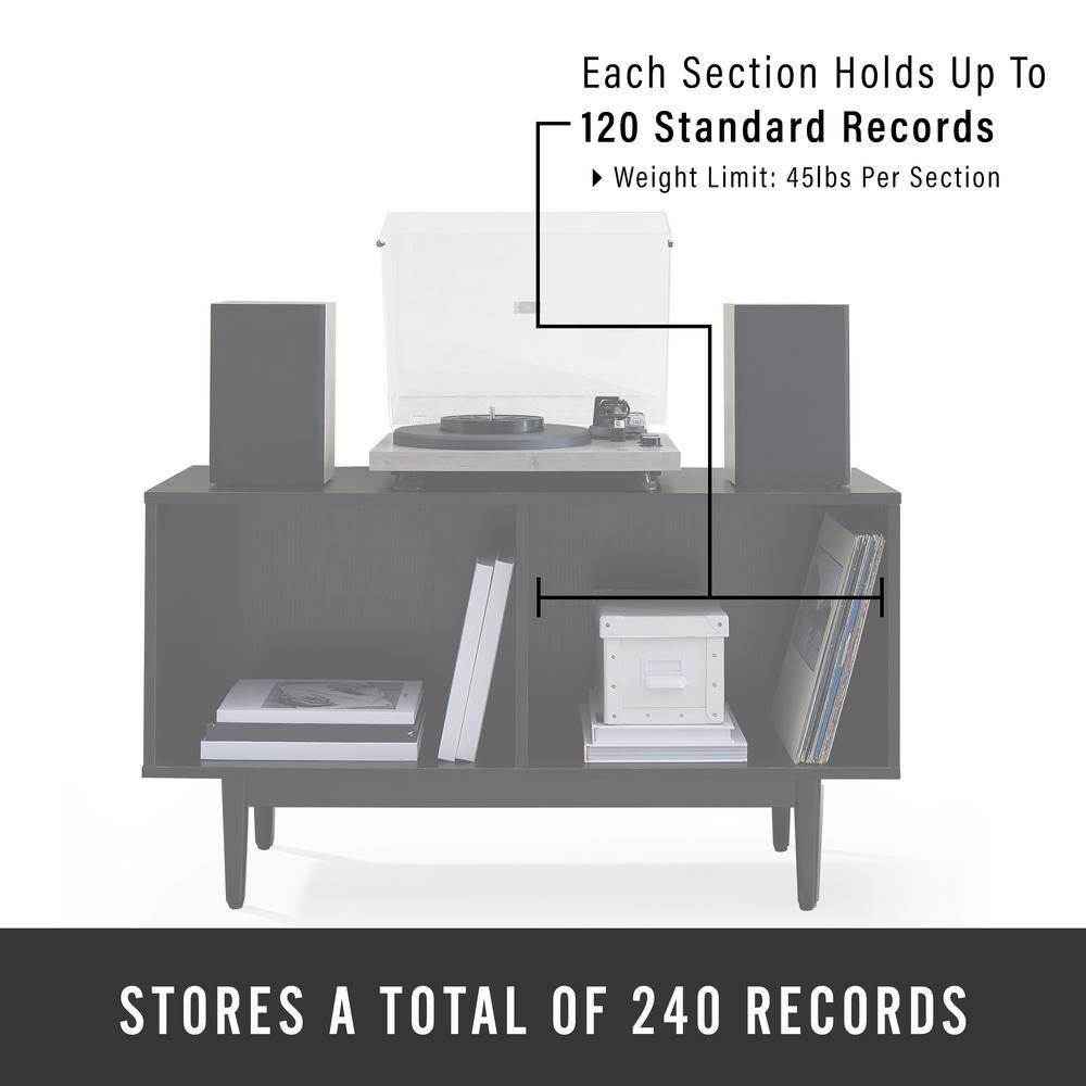 Liam Mid-Century Modern Black Vinyl Record Storage Console