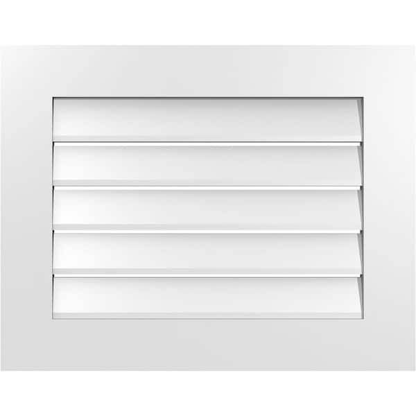 Ekena Millwork 28 in. x 22 in. Vertical Surface Mount PVC Gable Vent: Functional with Standard Frame