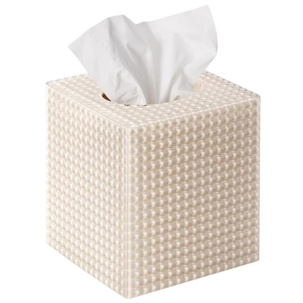 Square Modern Acrylic Tissue Box Cover for Bathroom Vanity Office 5.2 x 5.2 x 5.9 in Beige or Black decor