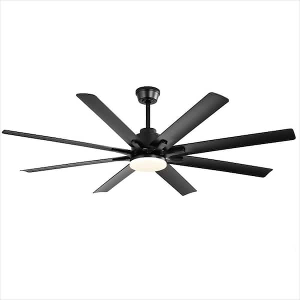 52 in. Black with Black Blade Downrod Mount Indoor Smart Ceiling Fan with Dimmable Light and Remote for Living Room