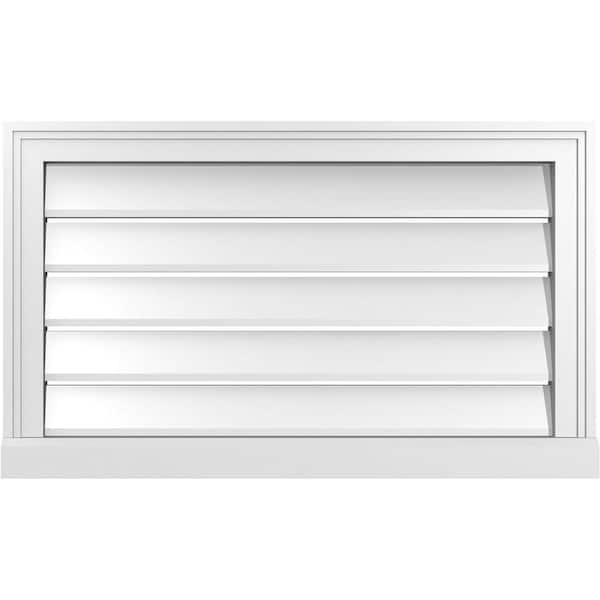 Ekena Millwork 30 in. x 18 in. Vertical Surface Mount PVC Gable Vent: Functional with Brickmould Sill Frame